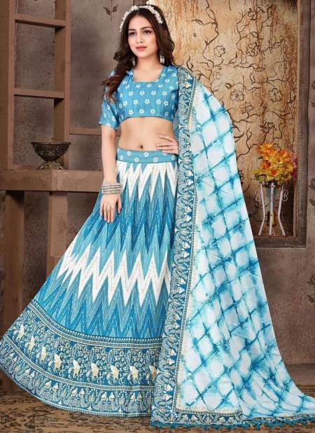 Blue Colour Anajni New Designer Festive Wear Fancy Satin Lehenga Choli Collection 2007